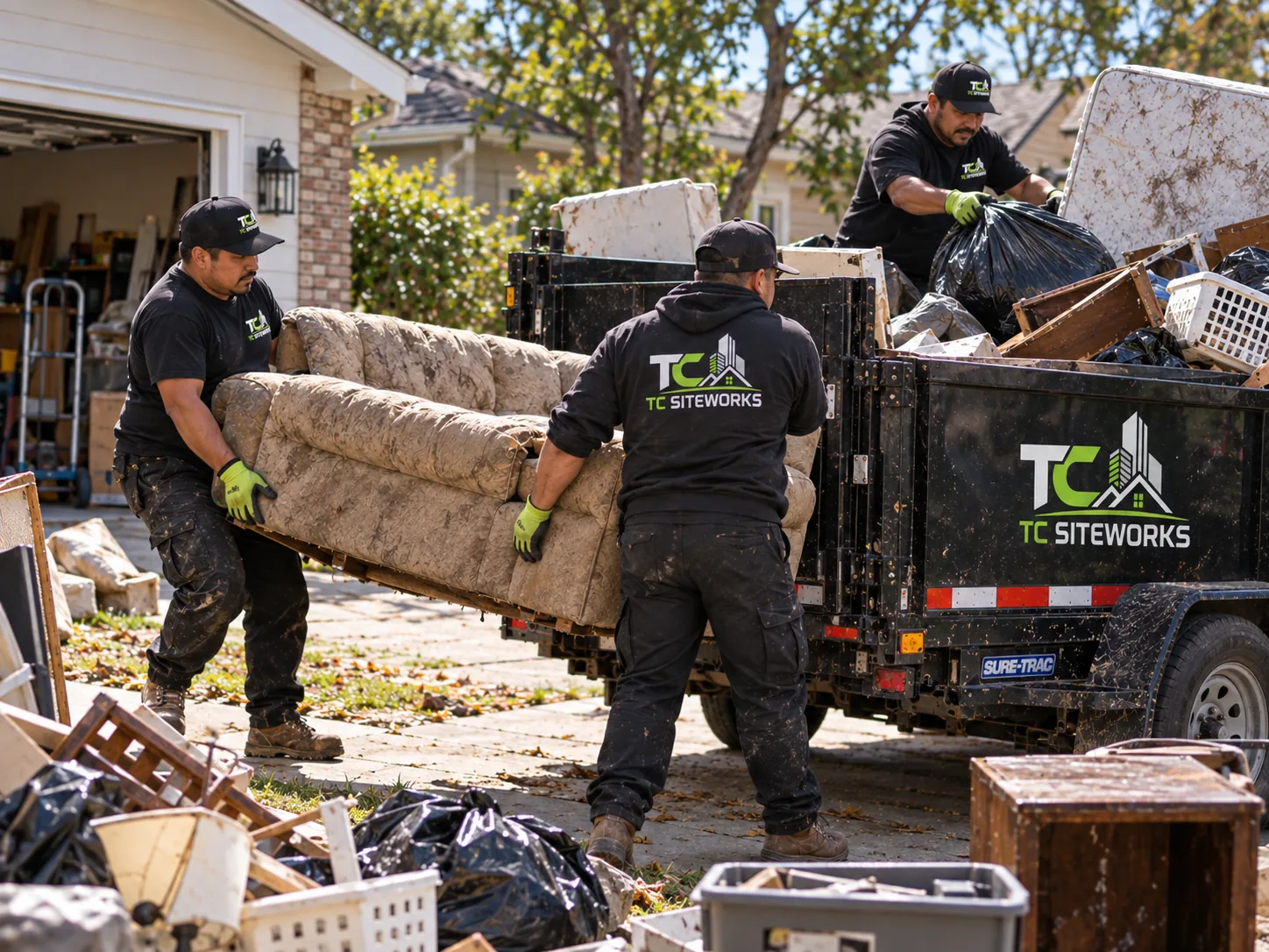 TC SiteWorks crew completing a junk removal and property cleanout